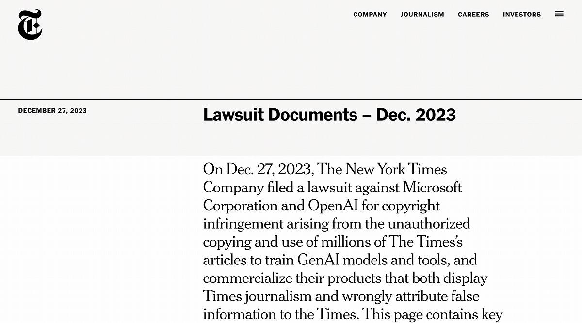 ChatGPT終了？ OpenAIへのニューヨーク・タイムズ訴訟、注目される「証拠品J」とは